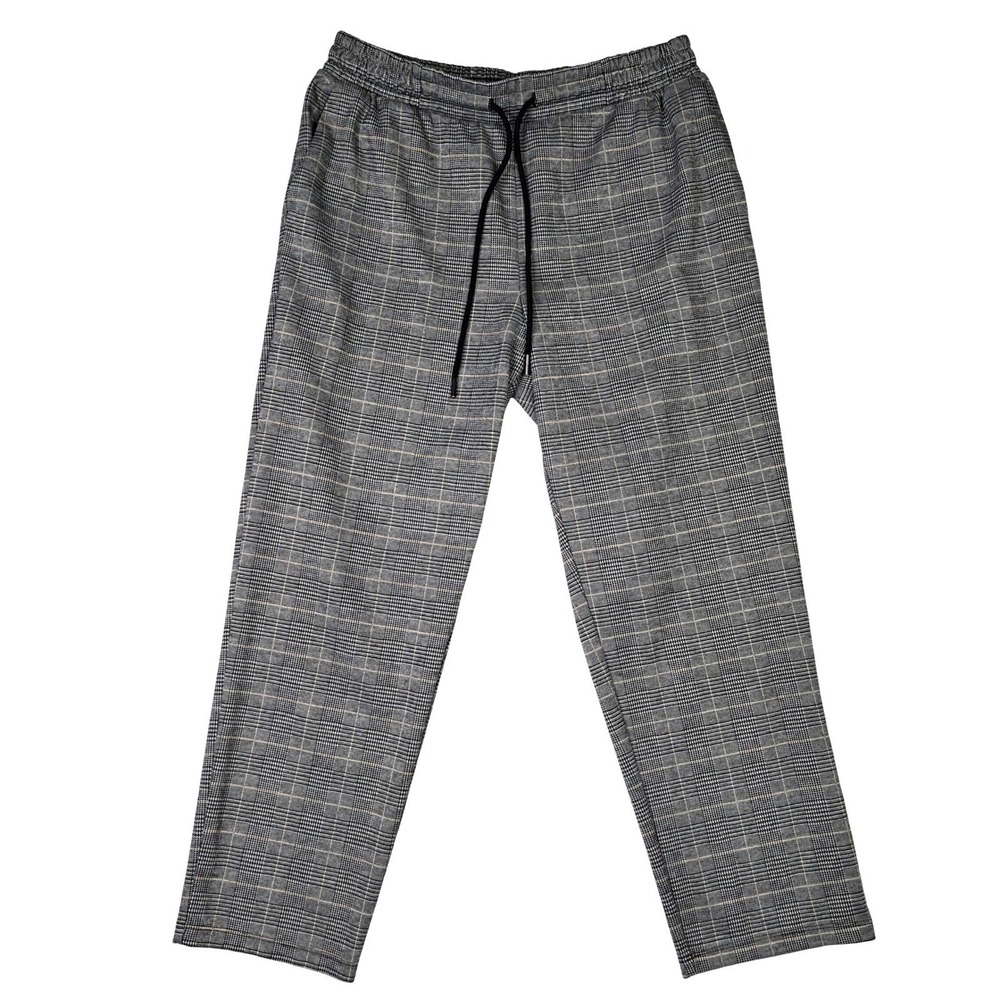 A New Day Womens M Plaid Jogger Pants Elastic Waist Drawstring Casual